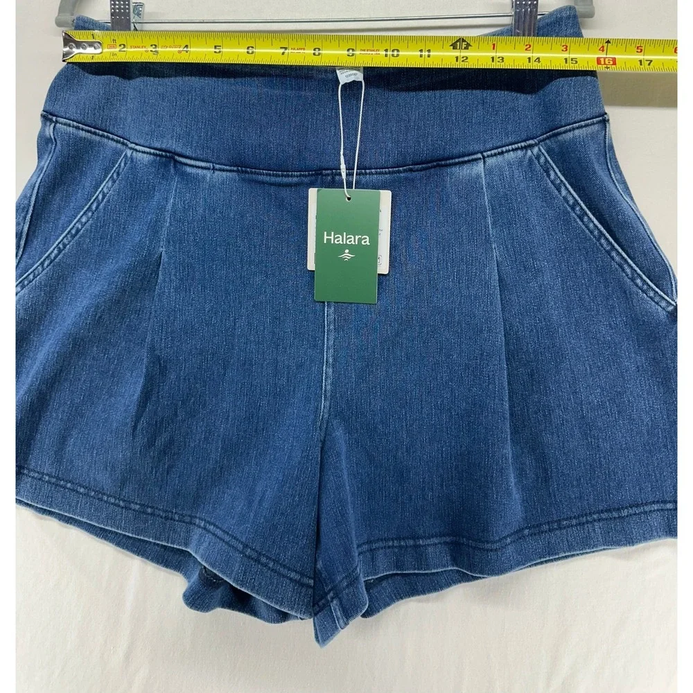 Halara Flex High Waisted Denim Casual Baggy Shorts 4'' with Pockets Size L